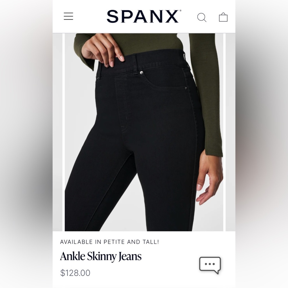 NWT Spanx black skinny jeans, size small petite